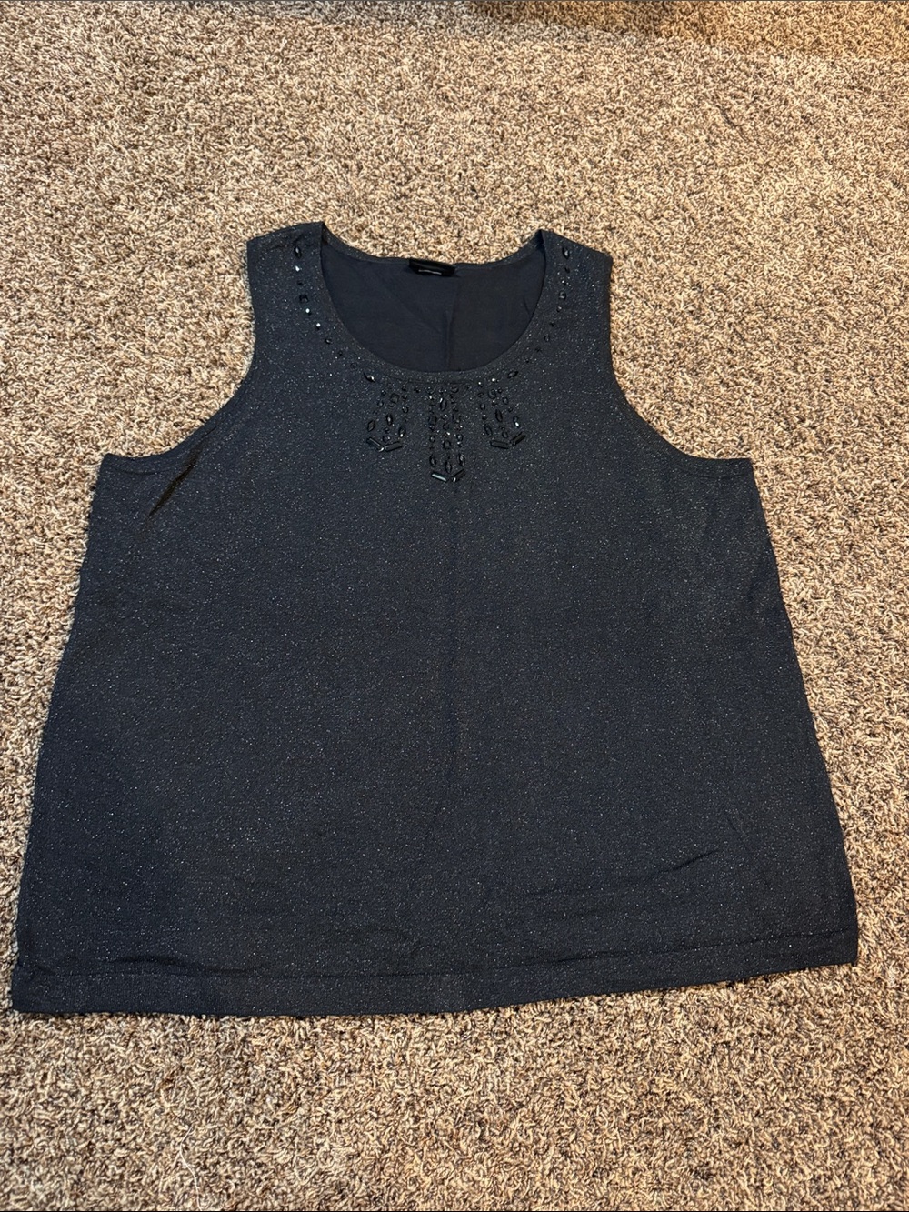 Maggie Barnes Black Beaded Shimmer Tank